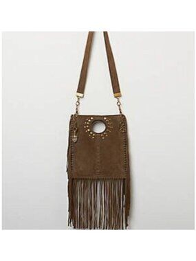FREE PEOPLE X RAMY BROOK Boho Fringe Crossbody Bag Brown‎ Festival